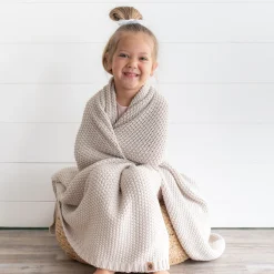 Hot Kyte Baby Chunky Knit Toddler Blanket in Oat