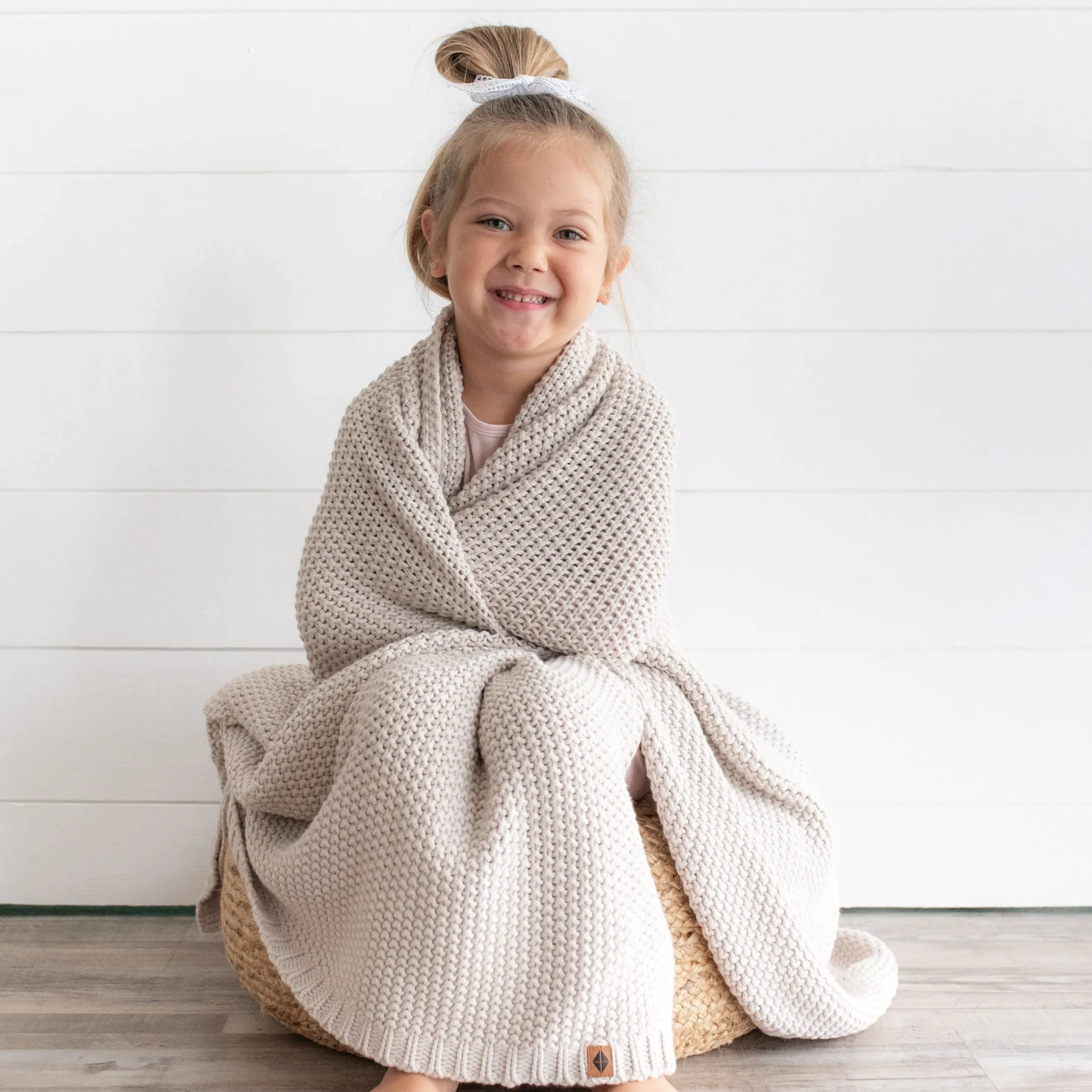 Hot Kyte Baby Chunky Knit Toddler Blanket in Oat
