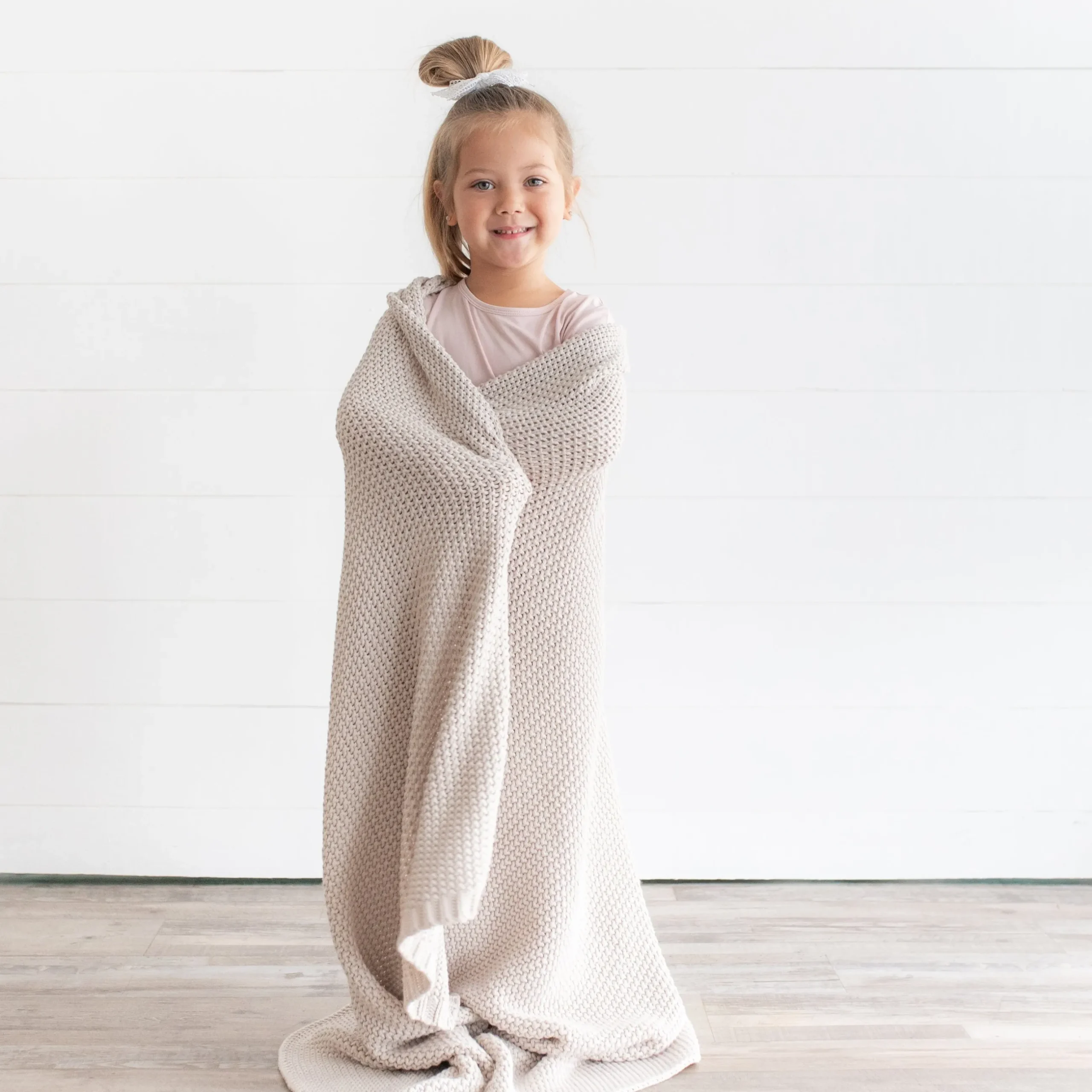 Hot Kyte Baby Chunky Knit Toddler Blanket in Oat