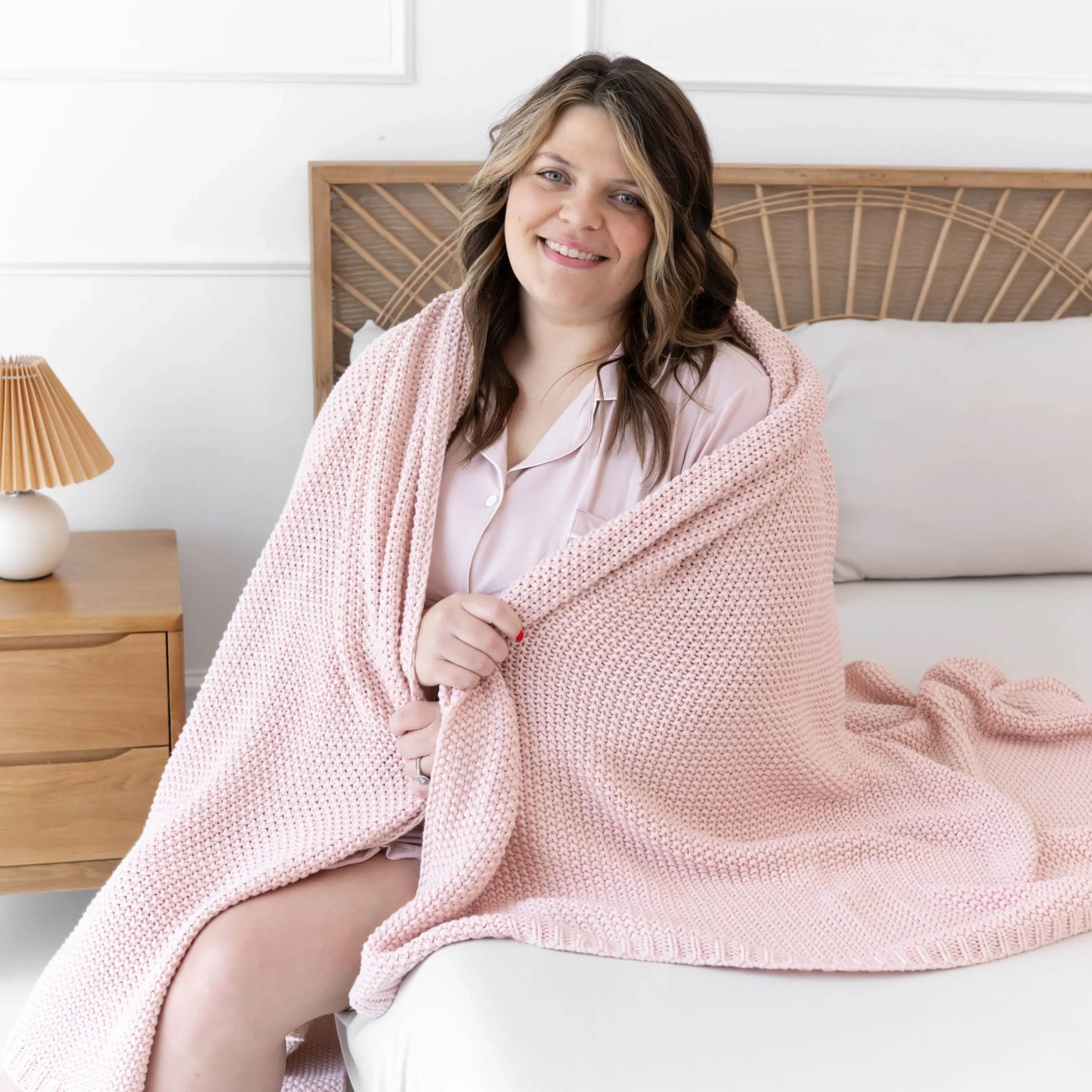 Kyte Baby Chunky Knit Youth Blanket in Blush
