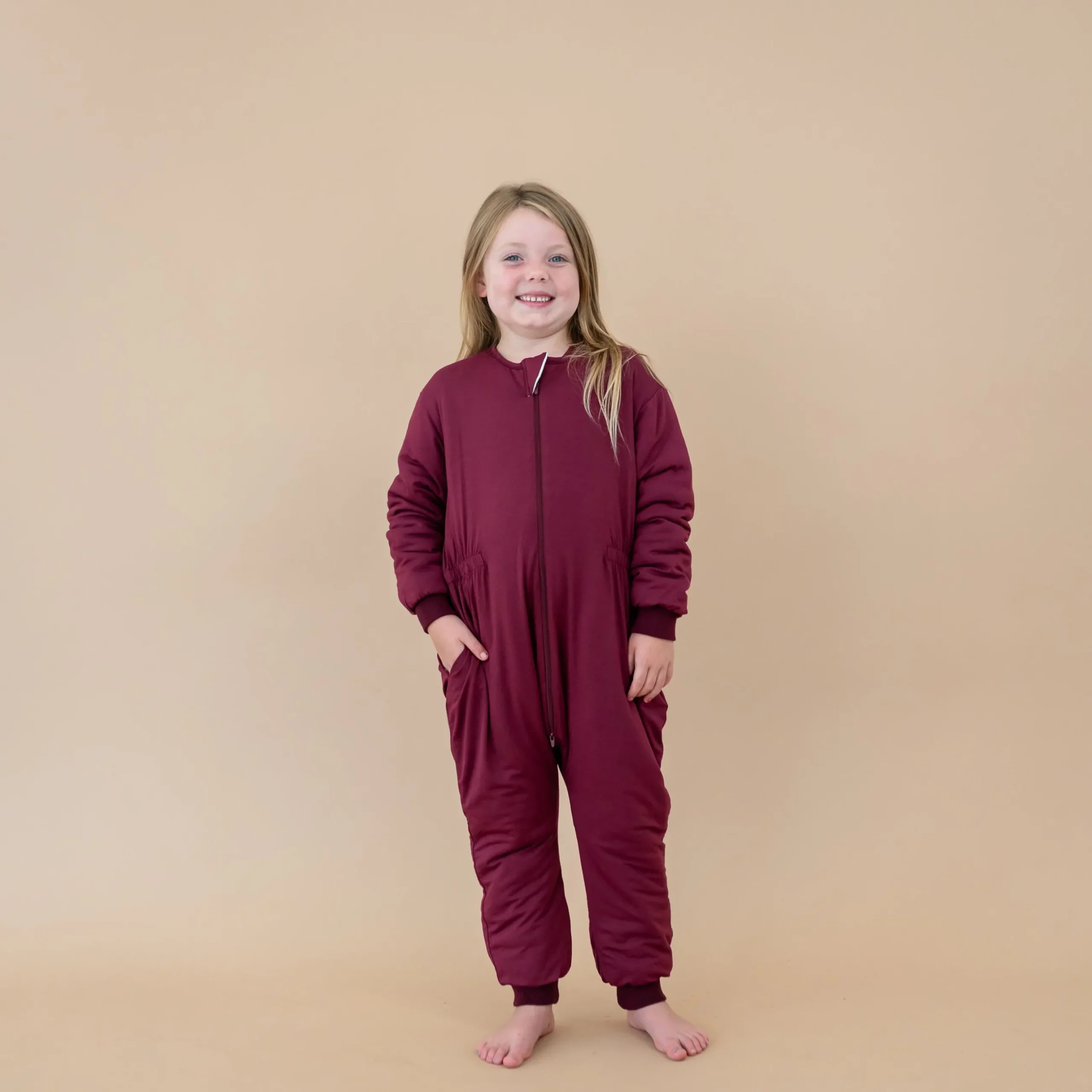 Clearance Kyte Baby Cozy Playsuit in Burgundy