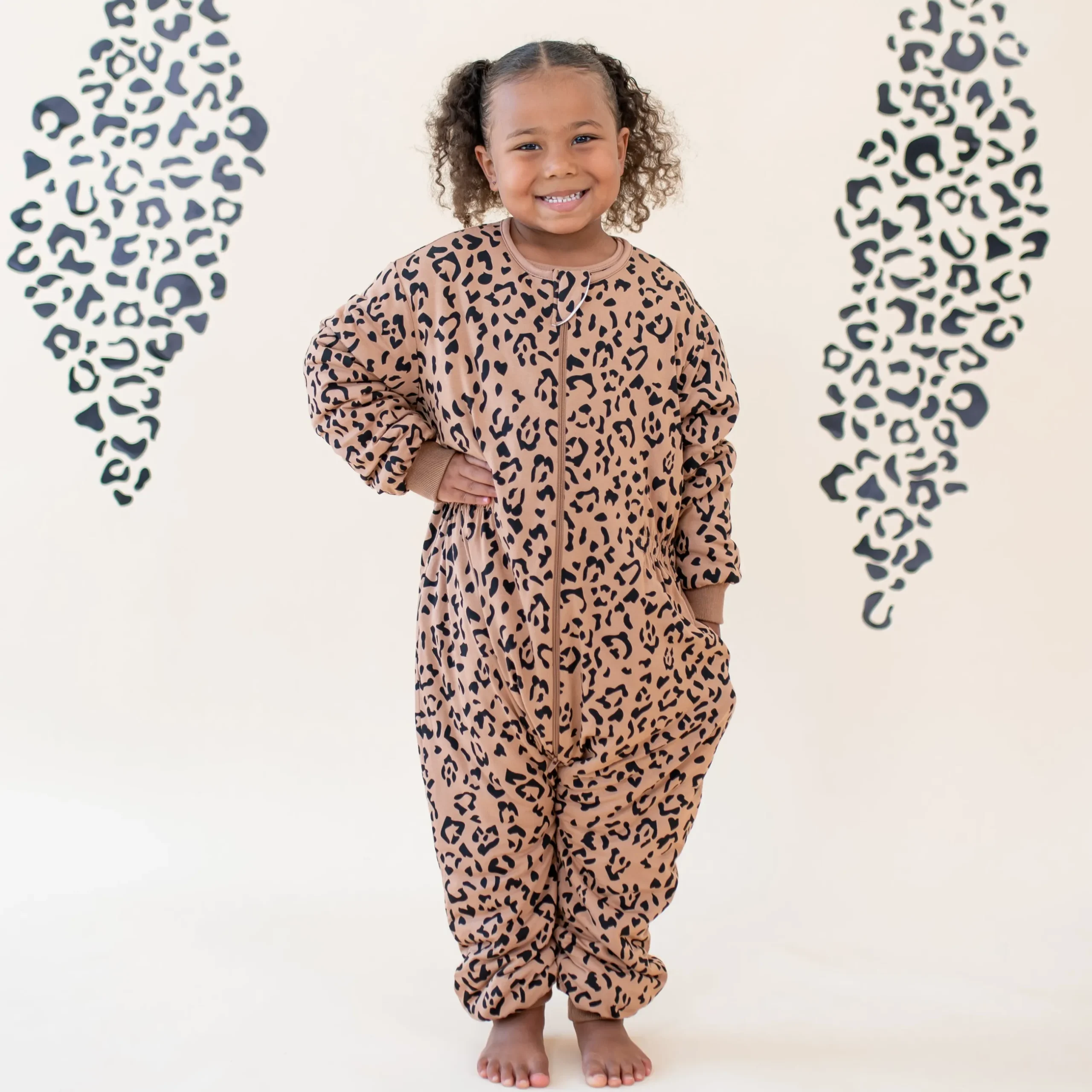 Best Kyte Baby Cozy Playsuit in Latte Leopard