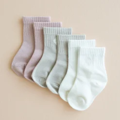 Outlet Kyte Baby Crew Socks Combo 3-Pack in Pastel Pastel: Oat/Cloud/Blush
