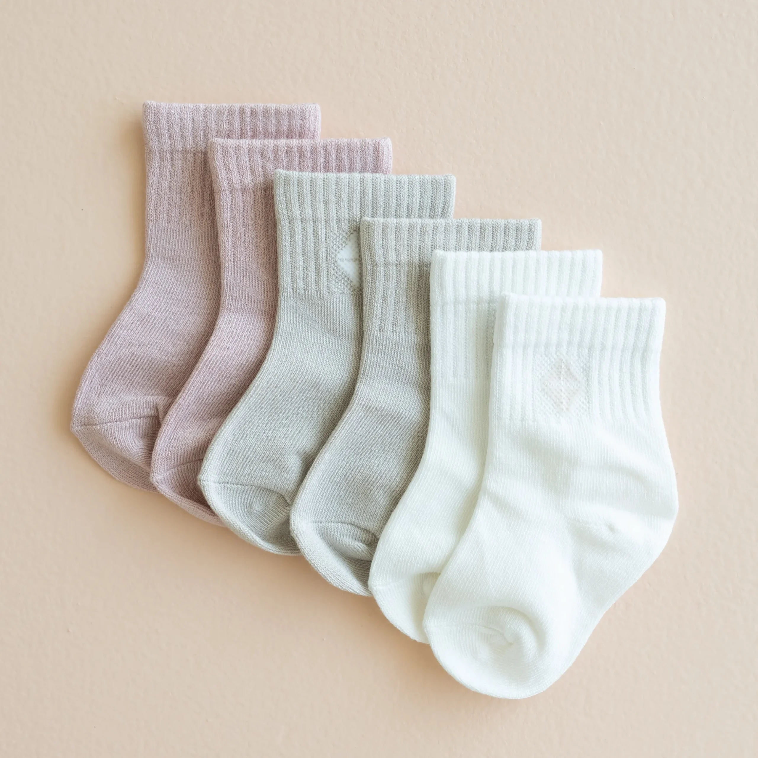Outlet Kyte Baby Crew Socks Combo 3-Pack in Pastel Pastel: Oat/Cloud/Blush