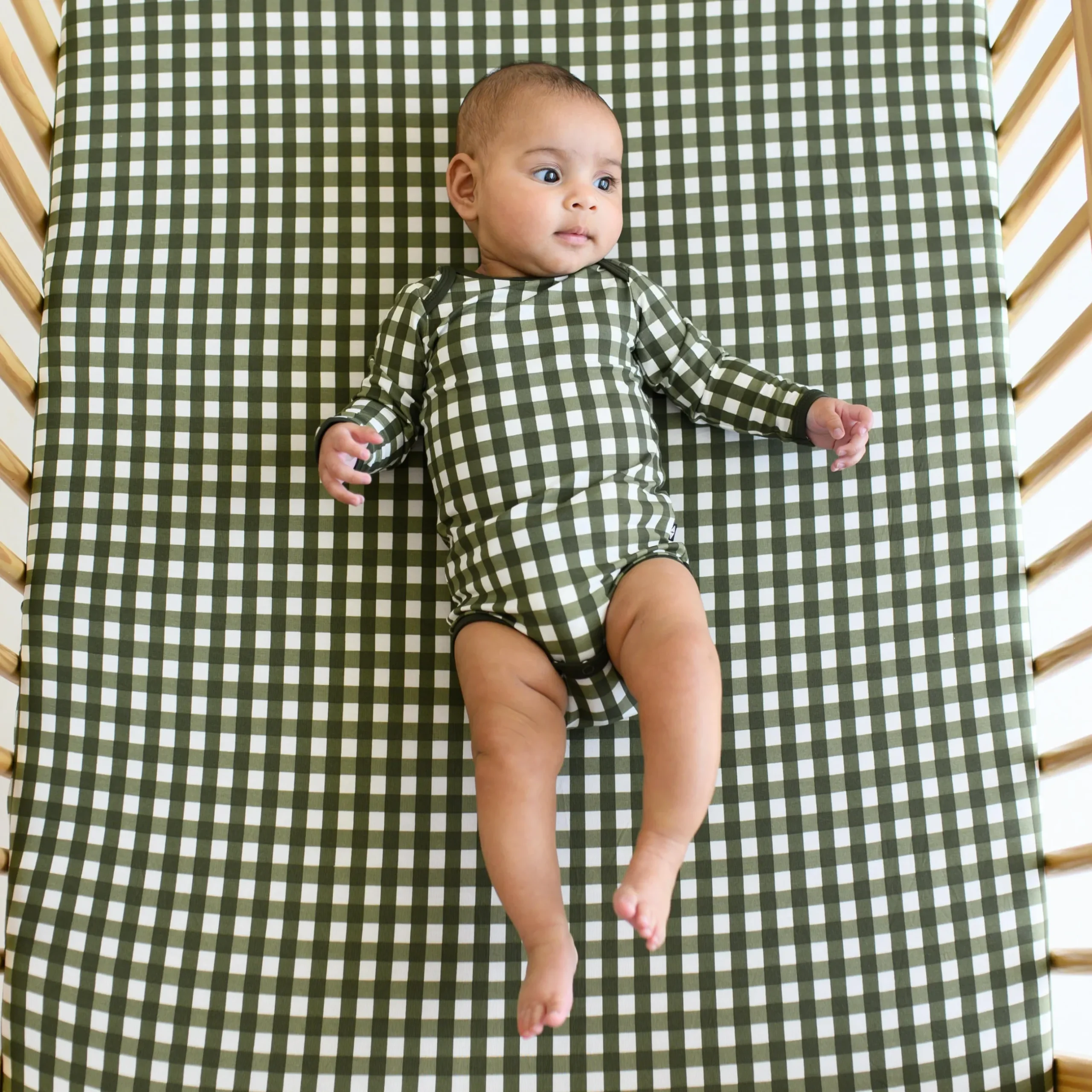 Outlet Kyte Baby Crib Sheet in Gingham Fir
