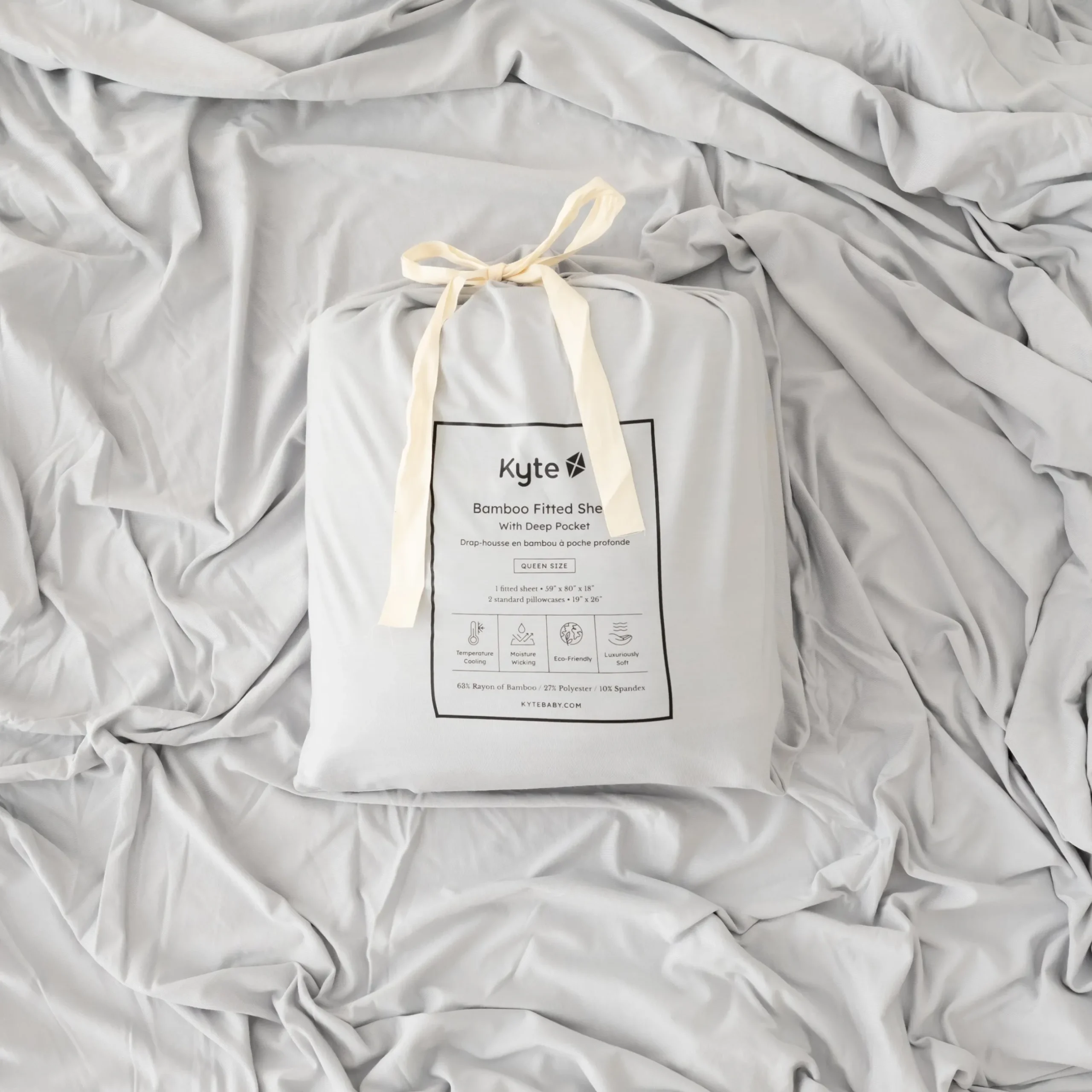 Discount Kyte Baby Fitted Sheet with Pillowcases in Storm