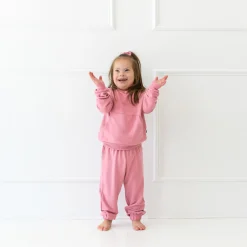New Kyte Baby French Terry Jogger Set in Apple Blossom