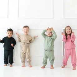 New Kyte Baby French Terry Jogger Set in Apple Blossom
