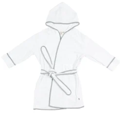 Kyte Baby Hooded Bath Robe in Cloud with Storm Trim