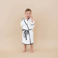 Best Kyte Baby Hooded Bath Robe in Cloud with Midnight Trim