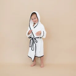 Best Kyte Baby Hooded Bath Robe in Cloud with Midnight Trim