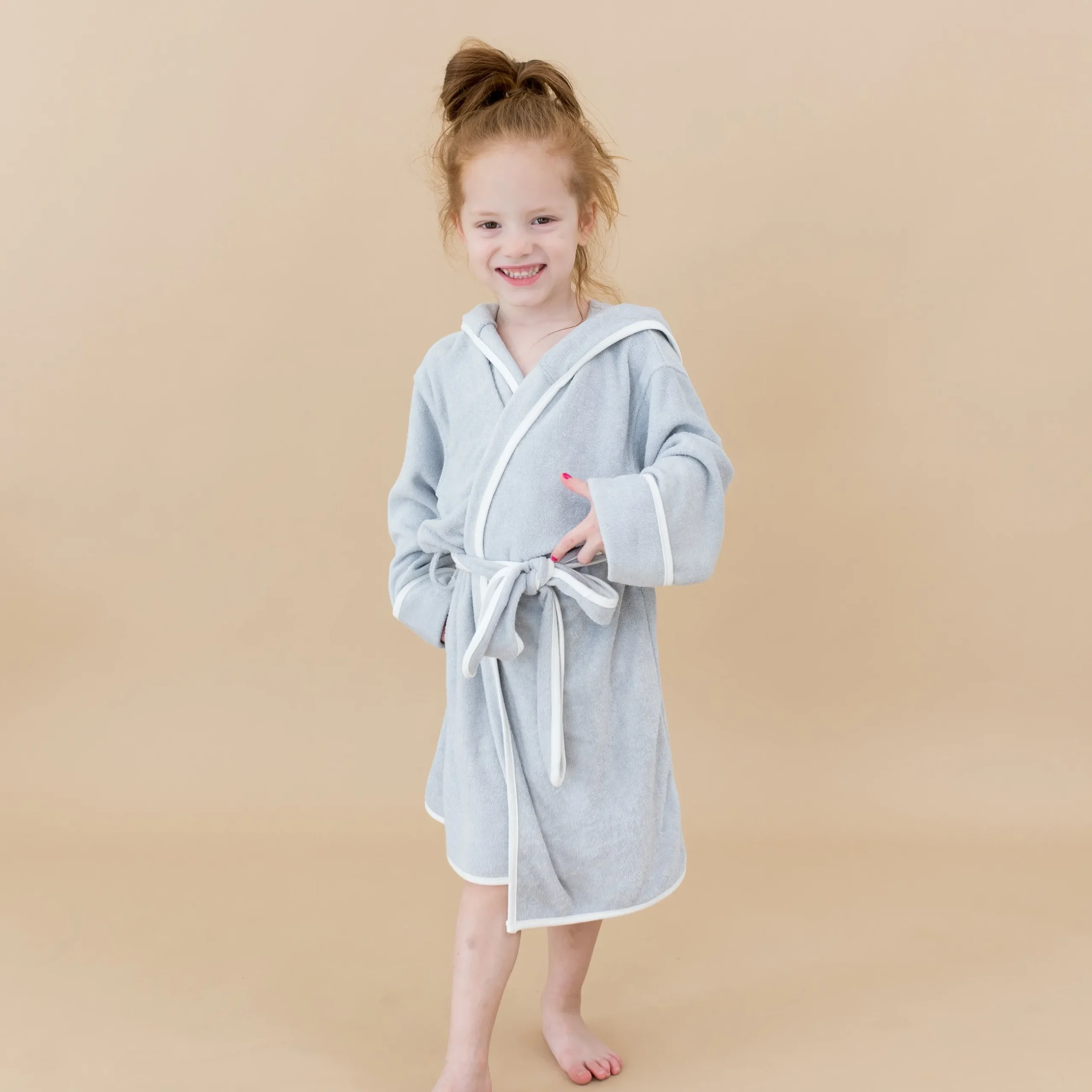 Online Kyte Baby Hooded Bath Robe in Storm with Cloud Trim