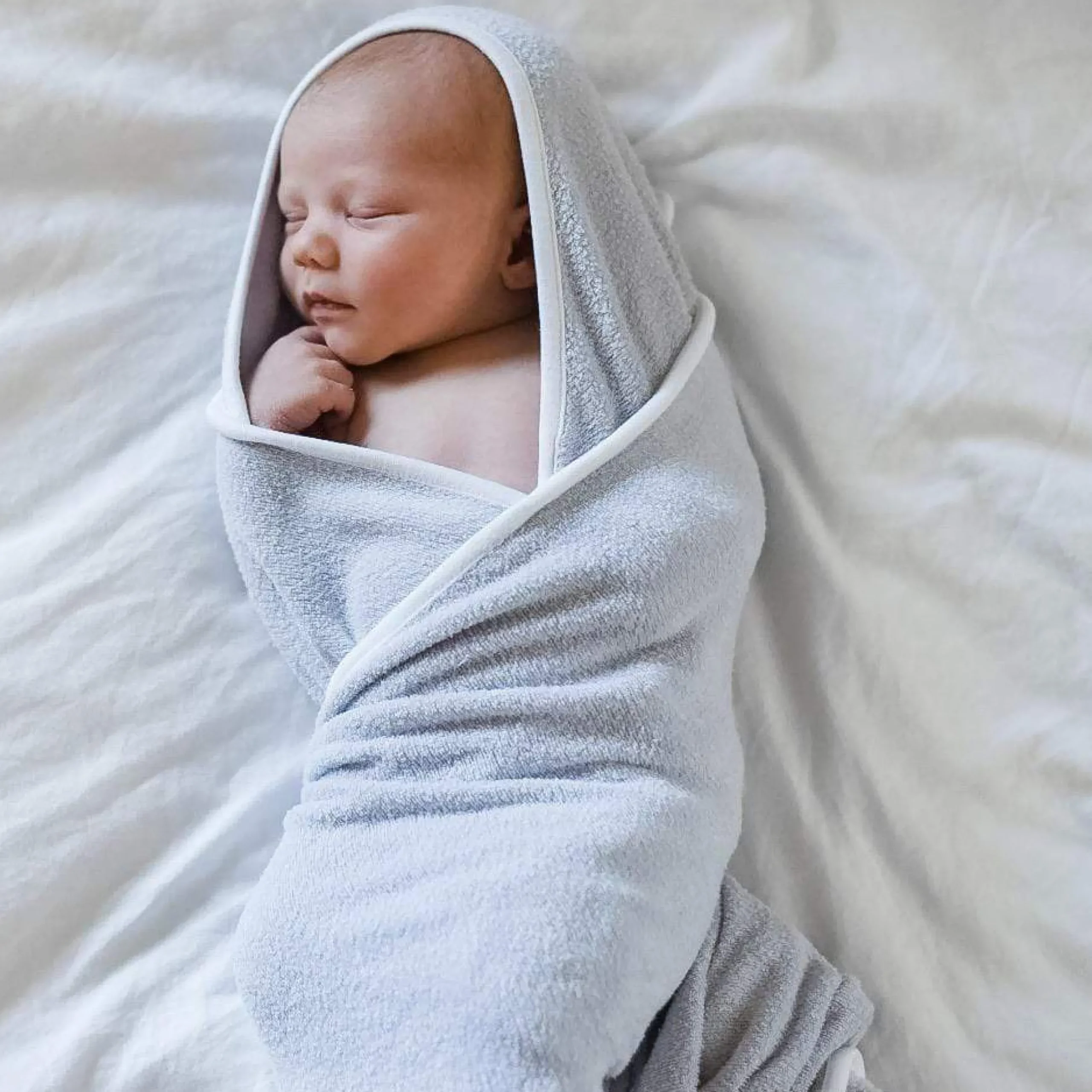 Online Kyte Baby Hooded Bath Towel in Storm with Cloud Trim