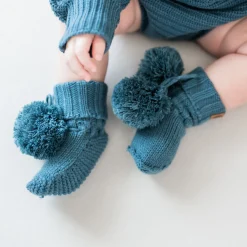 Clearance Kyte Baby Knit Booties in Atlantic