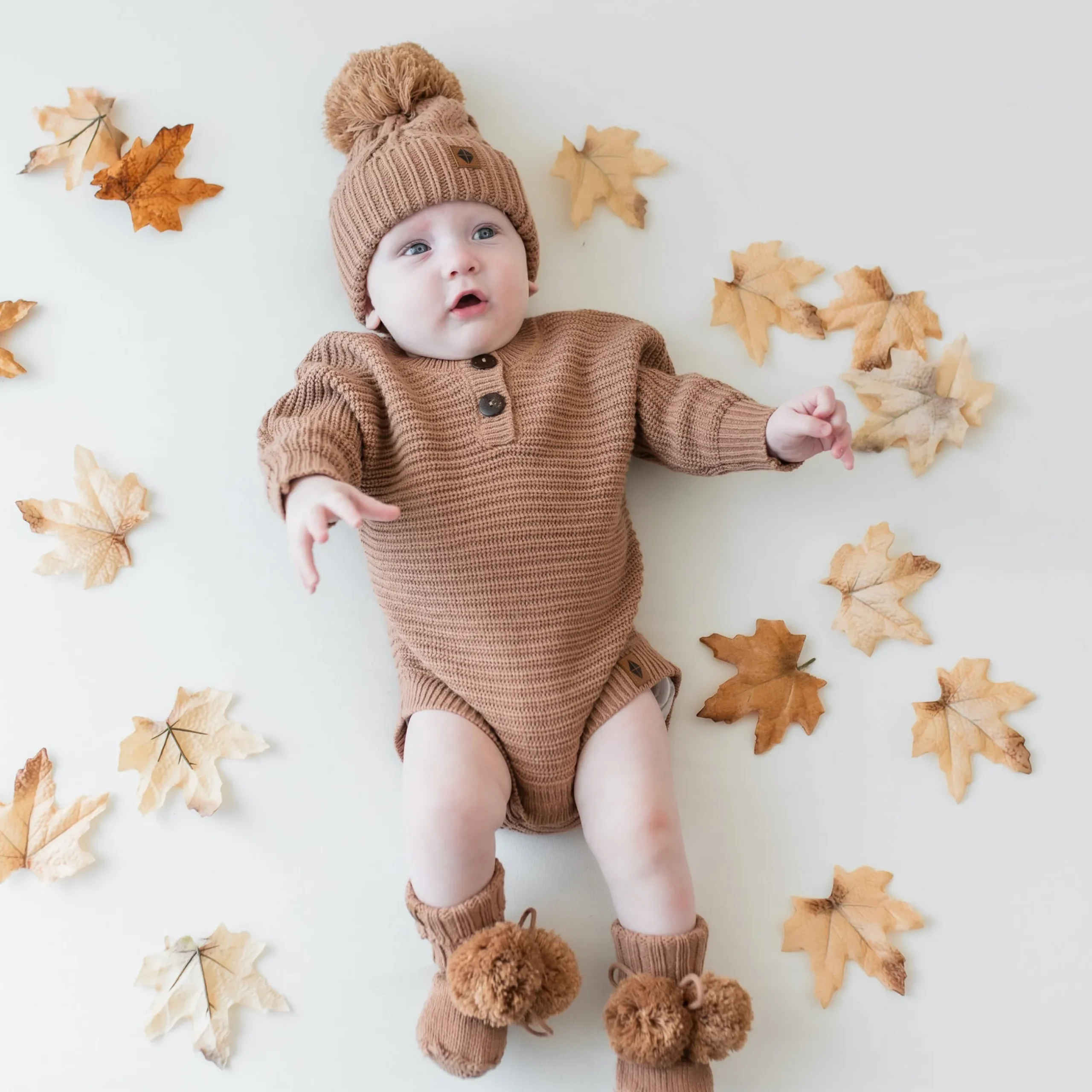 Online Kyte Baby Knit Booties in Latte