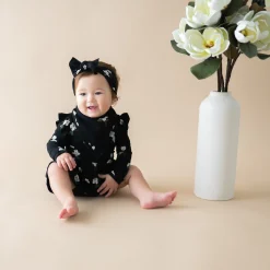 Hot Kyte Baby Knotted Bow Headband in Small Midnight Magnolia