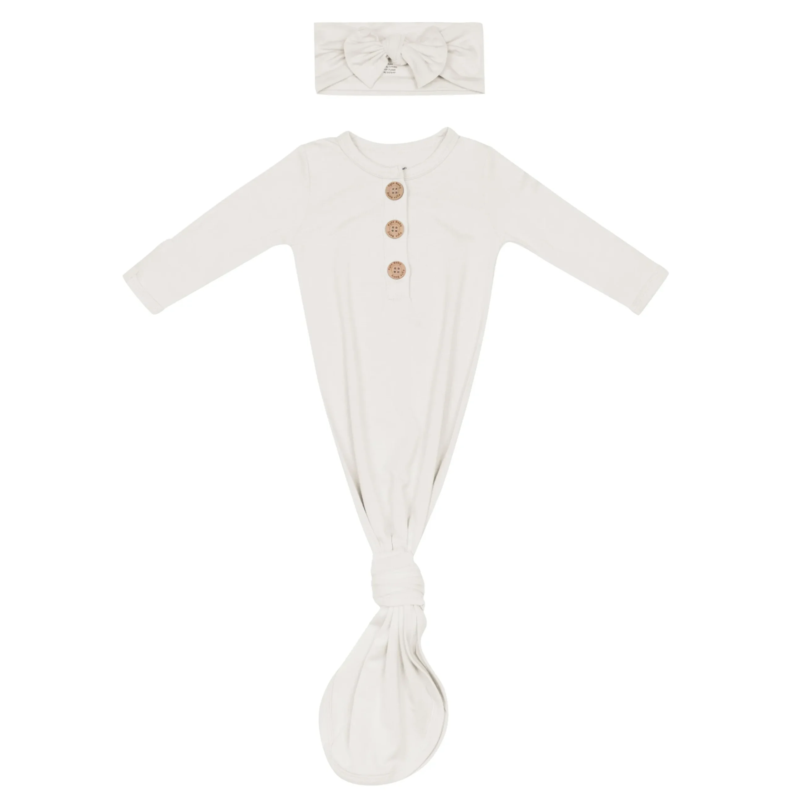 Sale Kyte Baby Knotted Gown with Bow Set in Oat