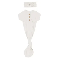 Sale Kyte Baby Knotted Gown with Bow Set in Oat