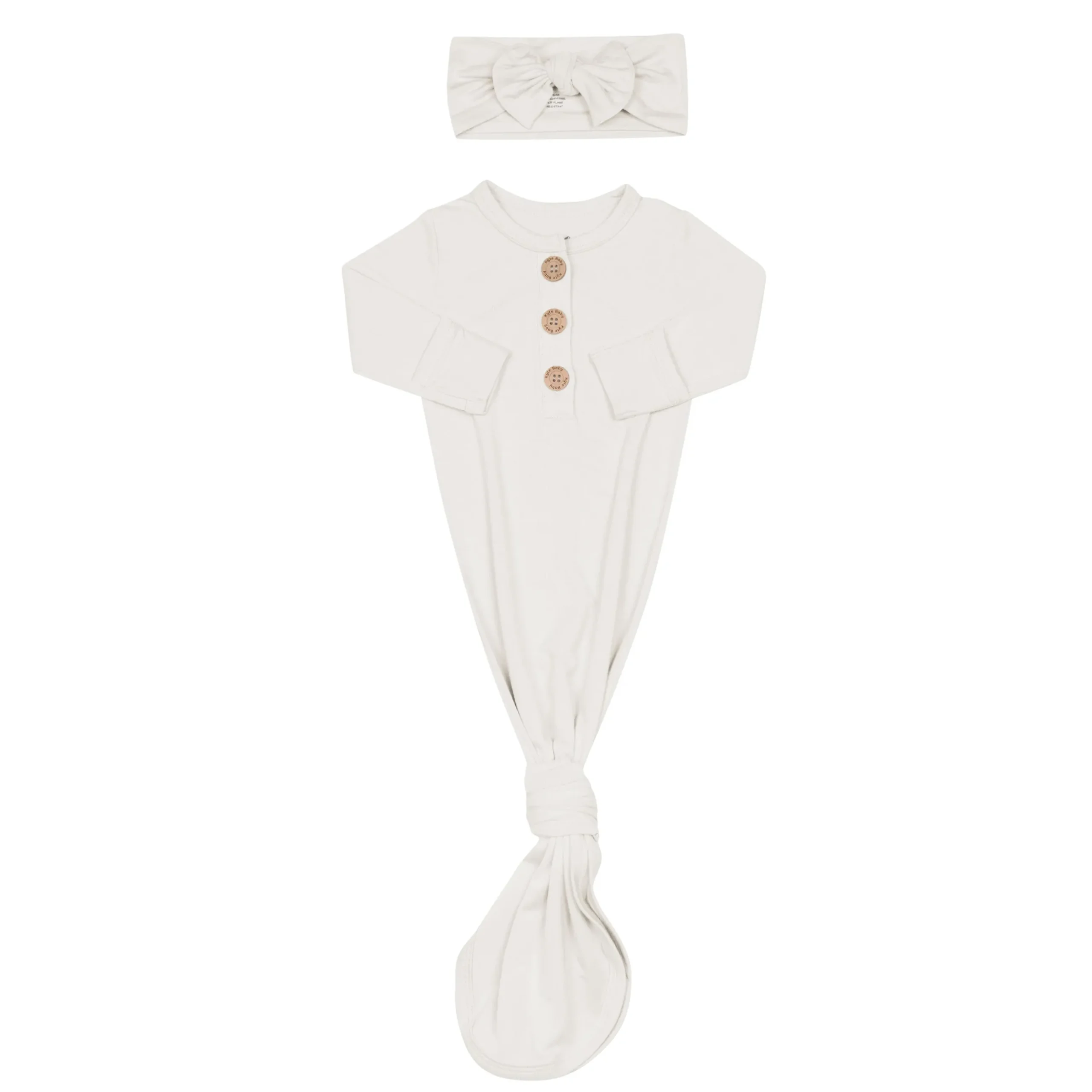 Sale Kyte Baby Knotted Gown with Bow Set in Oat