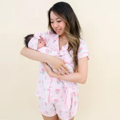 Outlet Kyte Baby Knotted Gown with Bow Set in Sakura Peony
