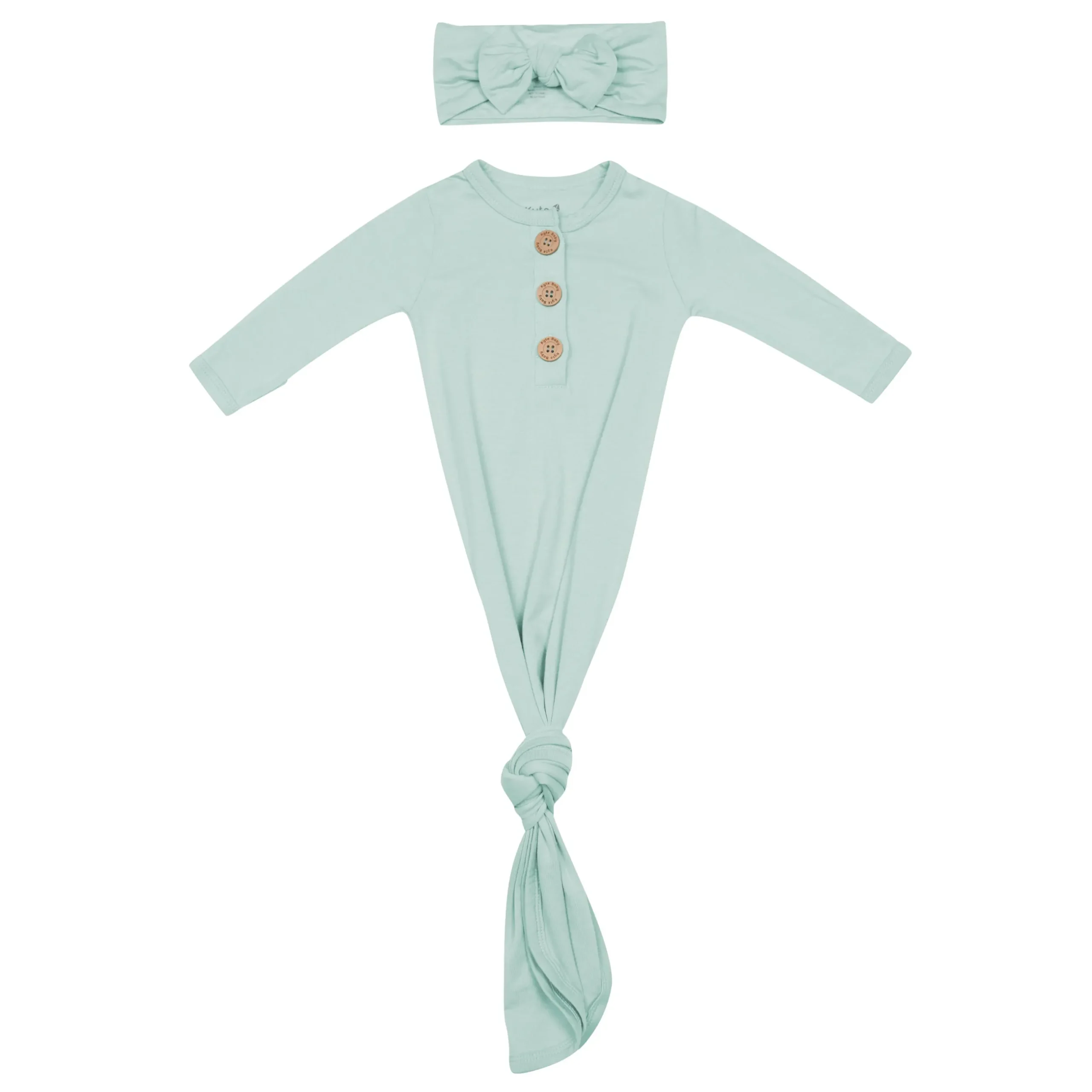 Sale Kyte Baby Knotted Gown with Bow Set in Sage