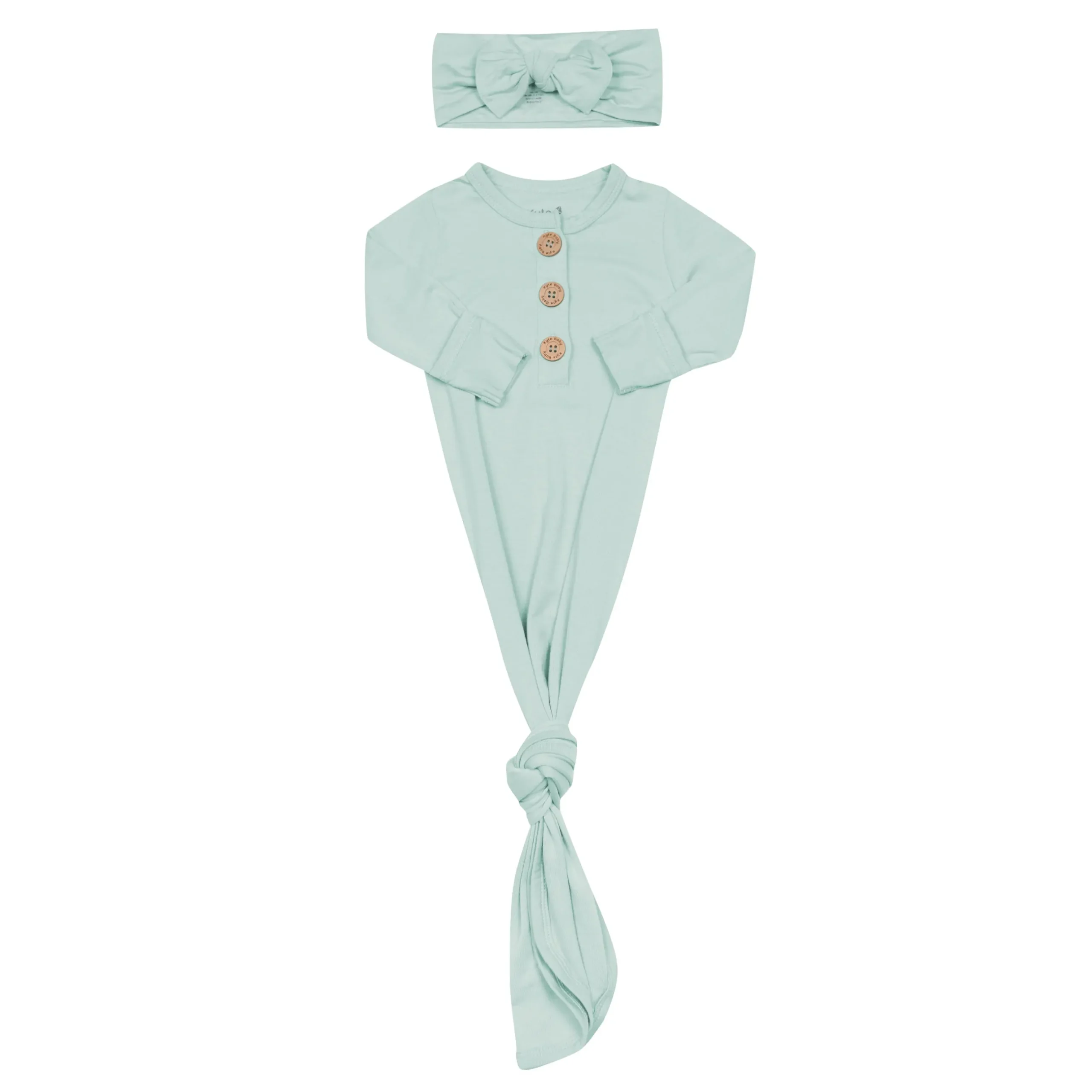 Sale Kyte Baby Knotted Gown with Bow Set in Sage