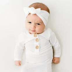 Kyte Baby Knotted Gown with Bow Set in Cloud