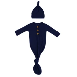 Clearance Kyte Baby Knotted Gown with Hat Set in Navy