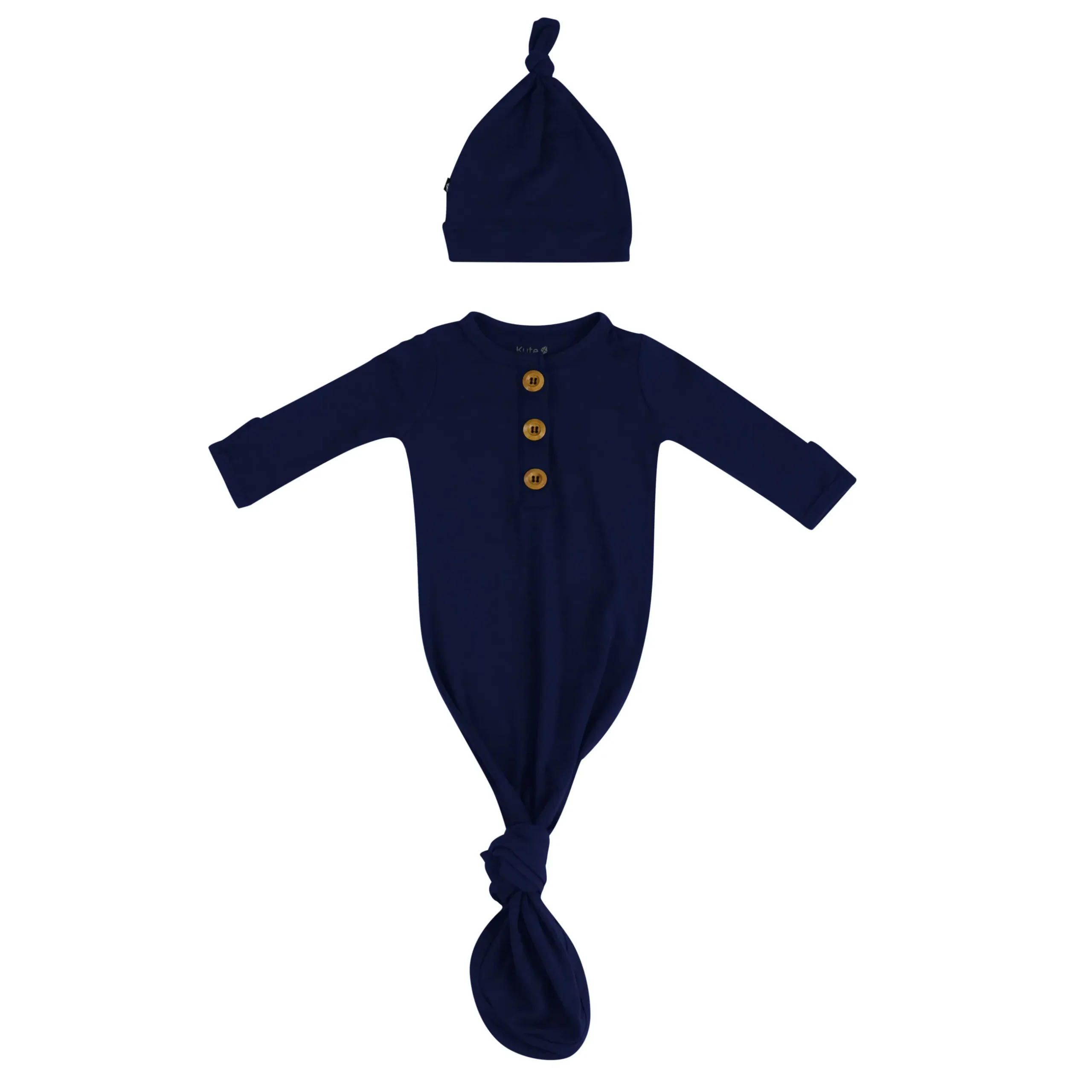 Clearance Kyte Baby Knotted Gown with Hat Set in Navy