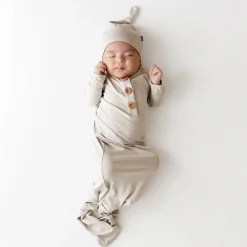 Outlet Kyte Baby Knotted Gown with Hat Set in Oat