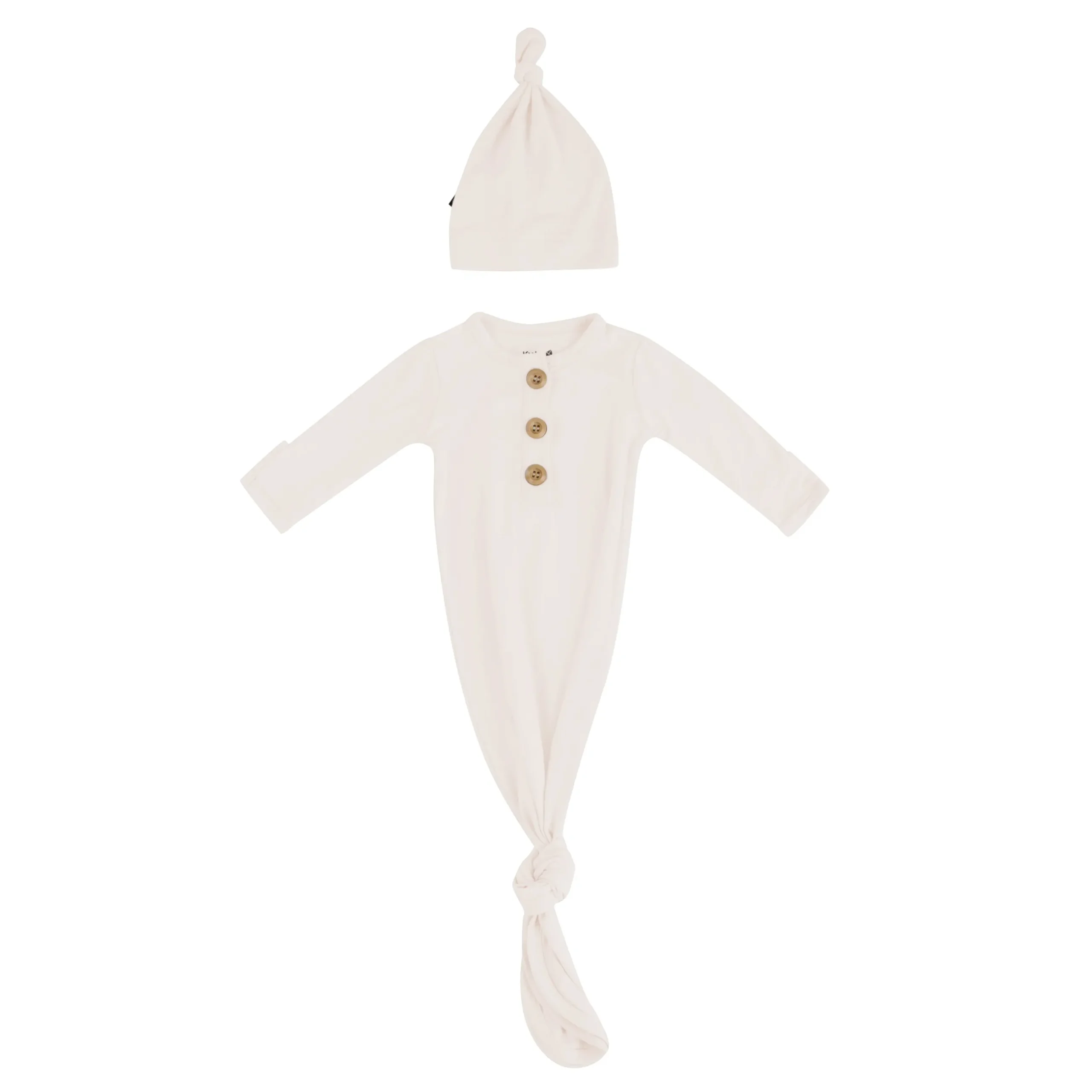 Outlet Kyte Baby Knotted Gown with Hat Set in Oat
