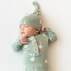 Clearance Kyte Baby Knotted Gown with Hat Set in Silly Goose