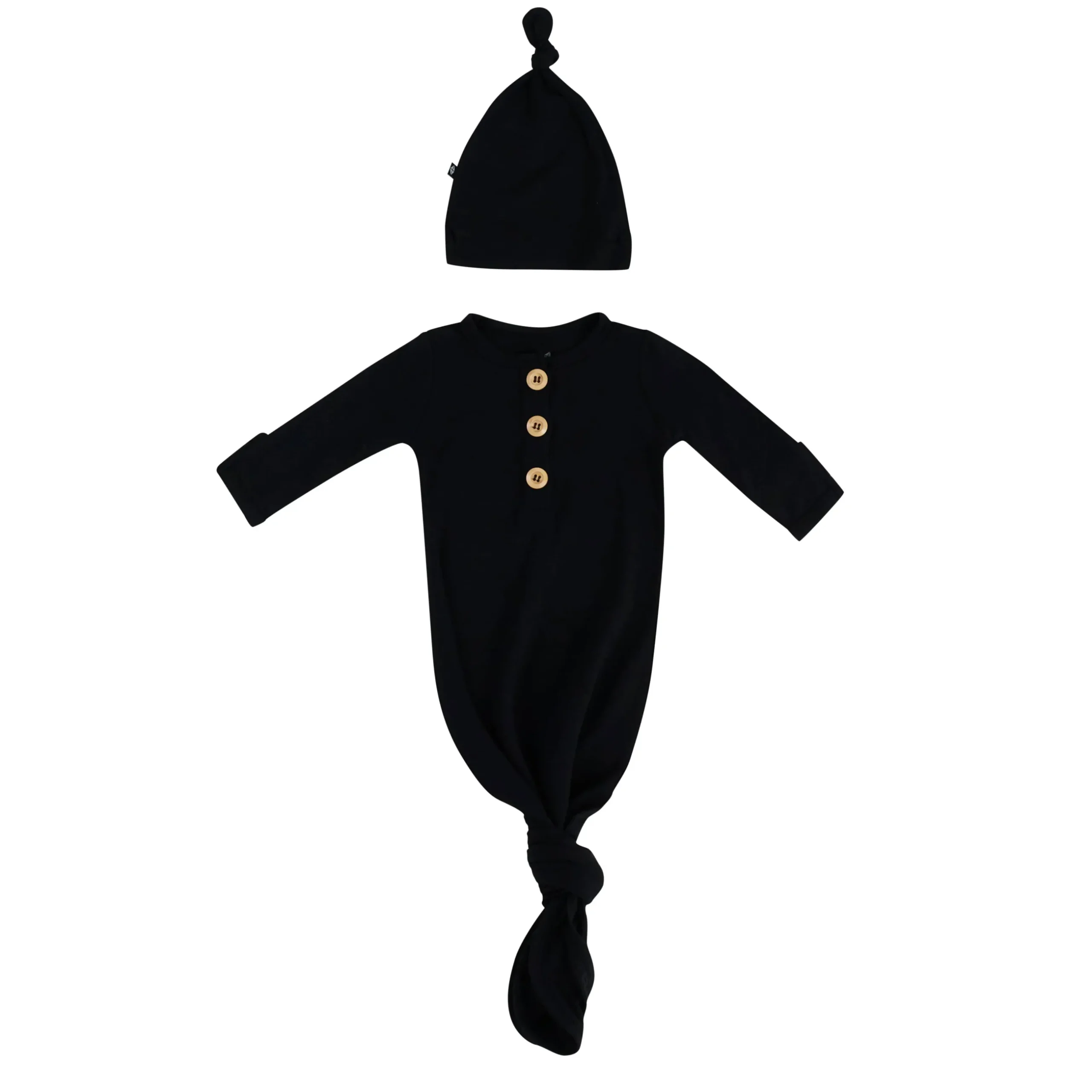 Hot Kyte Baby Knotted Gown with Hat Set in Midnight