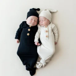 Hot Kyte Baby Knotted Gown with Hat Set in Midnight