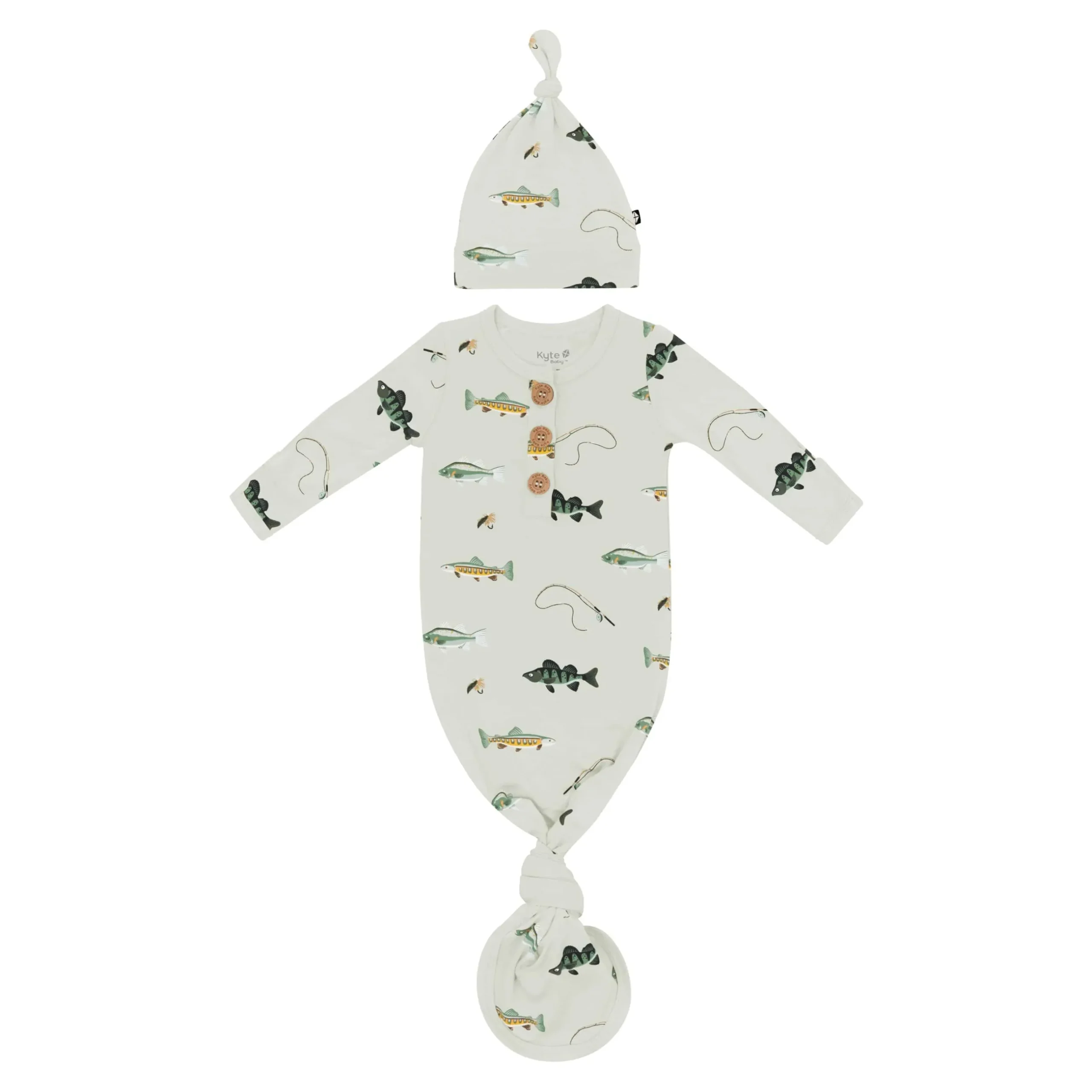 Sale Kyte Baby Knotted Gown with Hat Set in Fishing