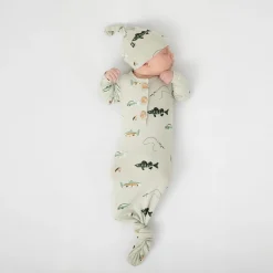 Sale Kyte Baby Knotted Gown with Hat Set in Fishing