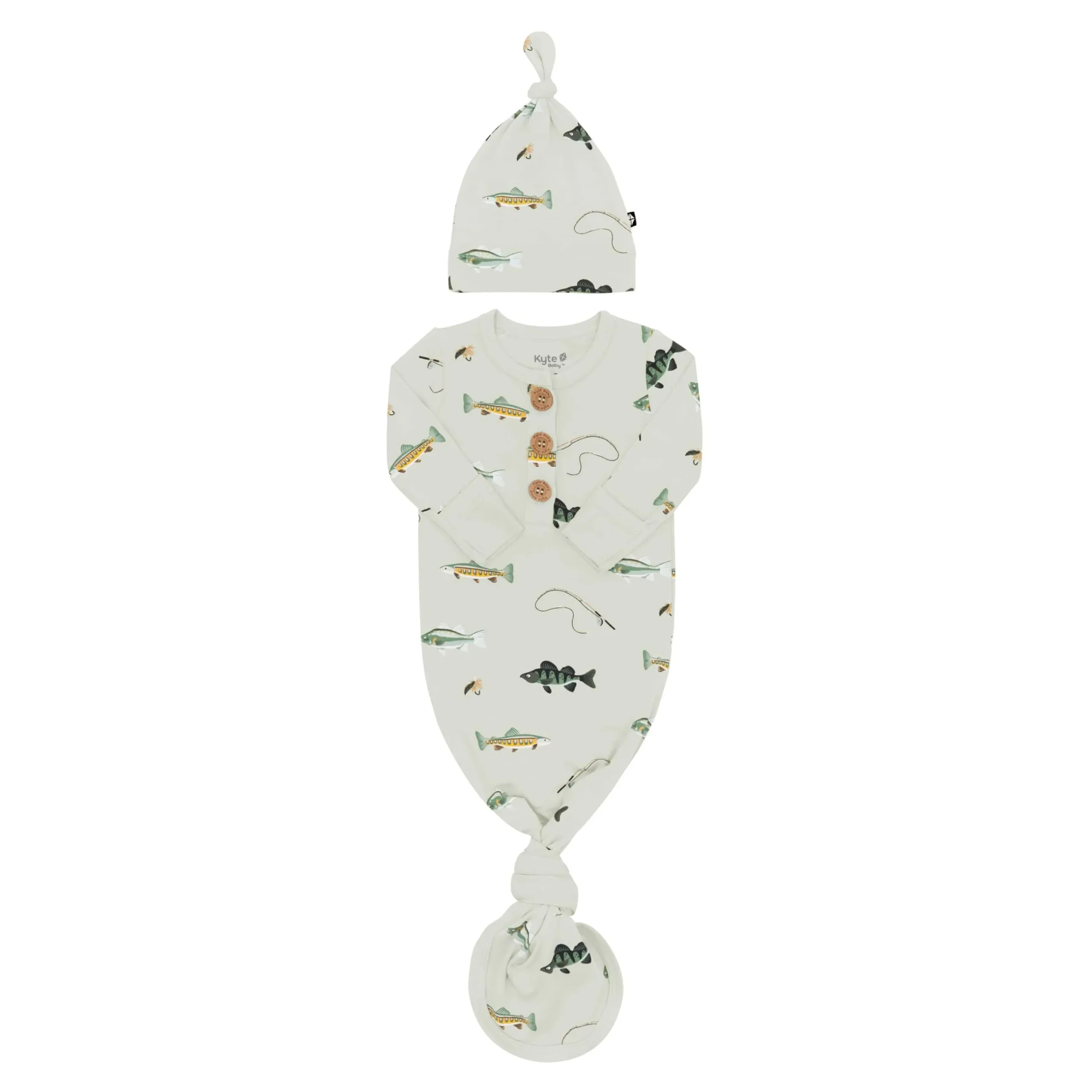 Sale Kyte Baby Knotted Gown with Hat Set in Fishing