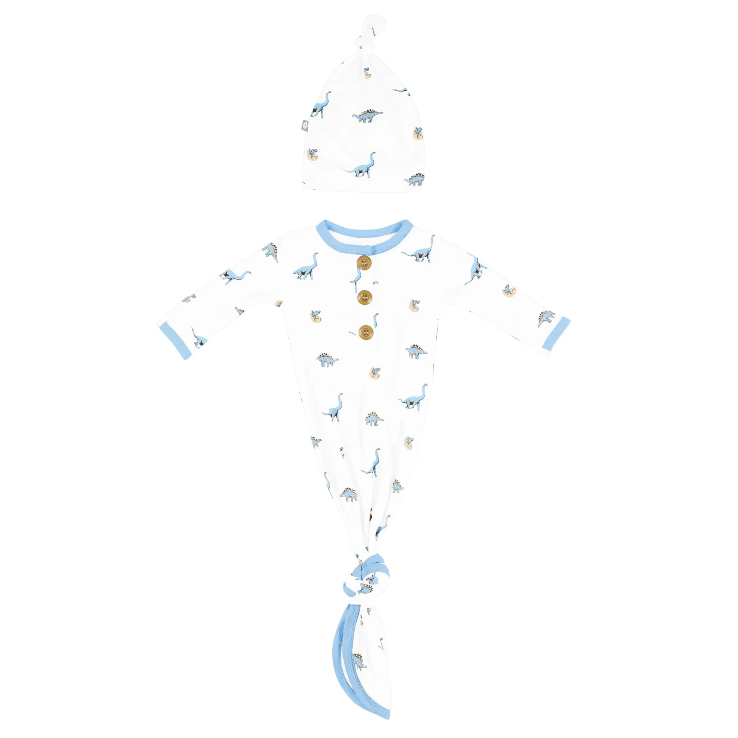 Sale Kyte Baby Knotted Gown with Hat Set in Jurassic