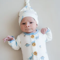 Sale Kyte Baby Knotted Gown with Hat Set in Jurassic