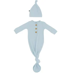 Clearance Kyte Baby Knotted Gown with Hat Set in Fog
