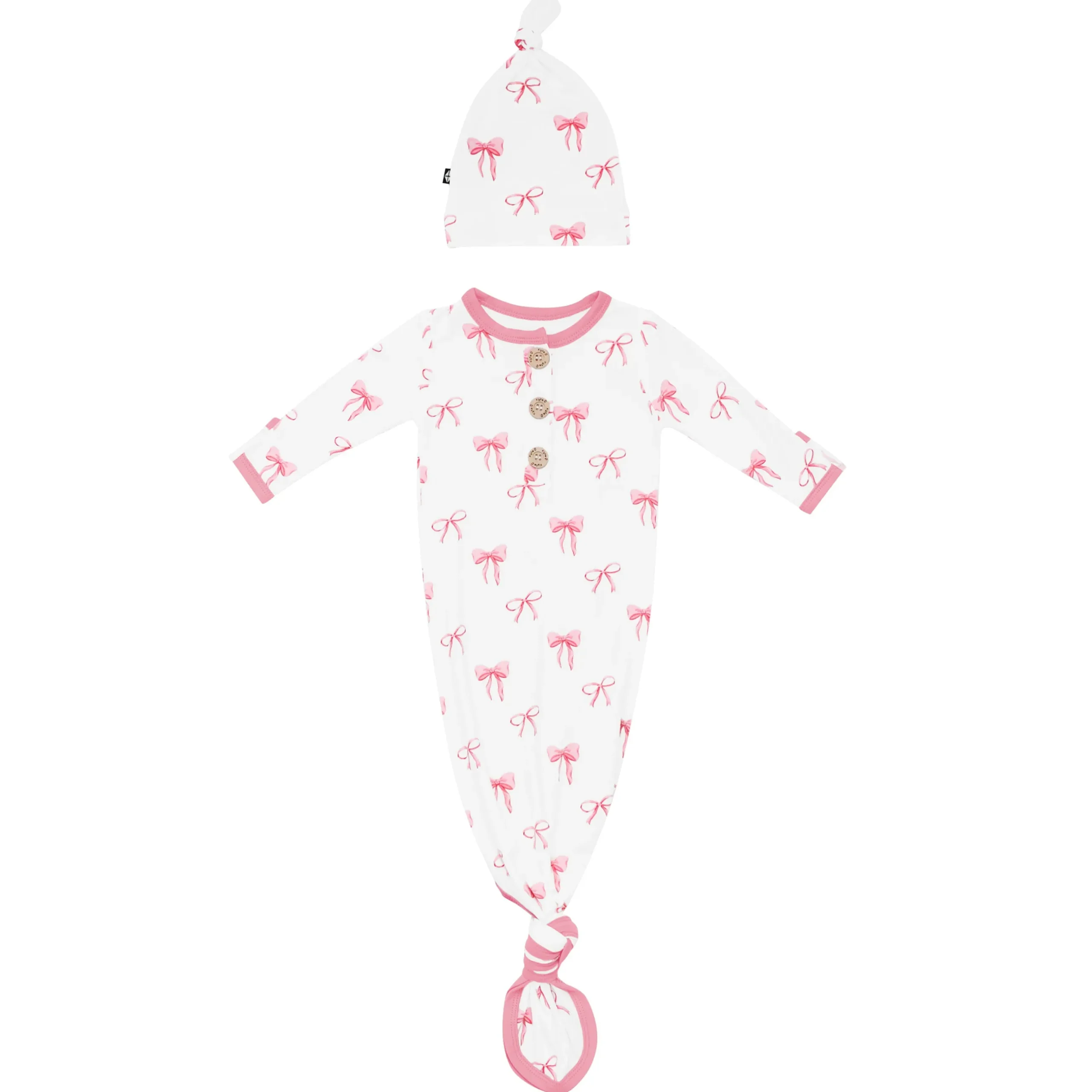 Hot Kyte Baby Knotted Gown with Hat Set in Bow