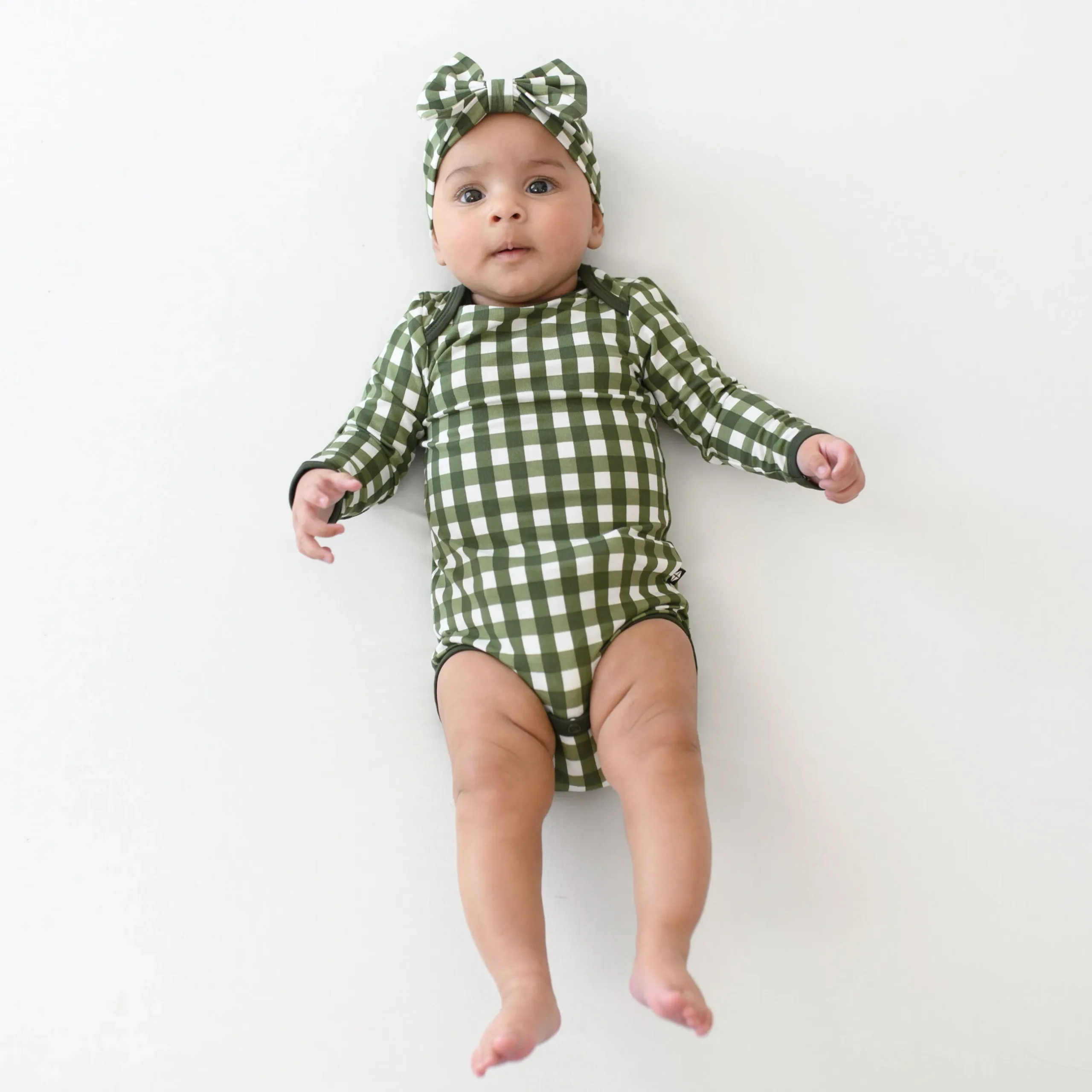 Online Kyte Baby Long Sleeve Bodysuit in Gingham Fir