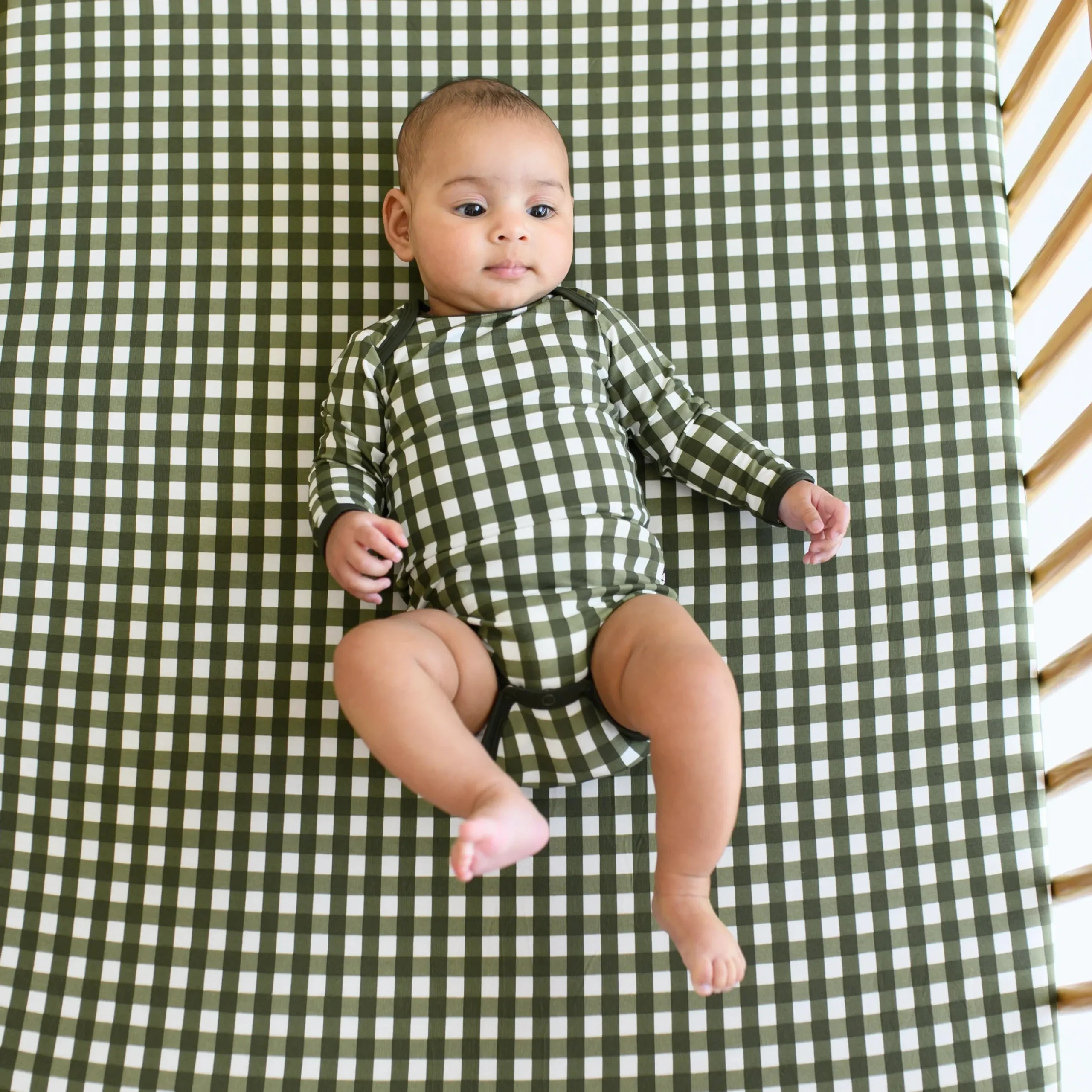 Online Kyte Baby Long Sleeve Bodysuit in Gingham Fir