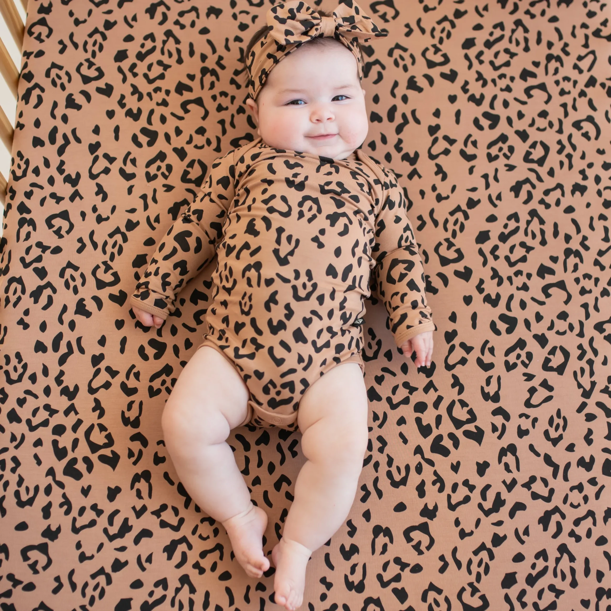 Best Kyte Baby Long Sleeve Bodysuit in Latte Leopard
