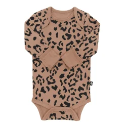 Best Kyte Baby Long Sleeve Bodysuit in Latte Leopard