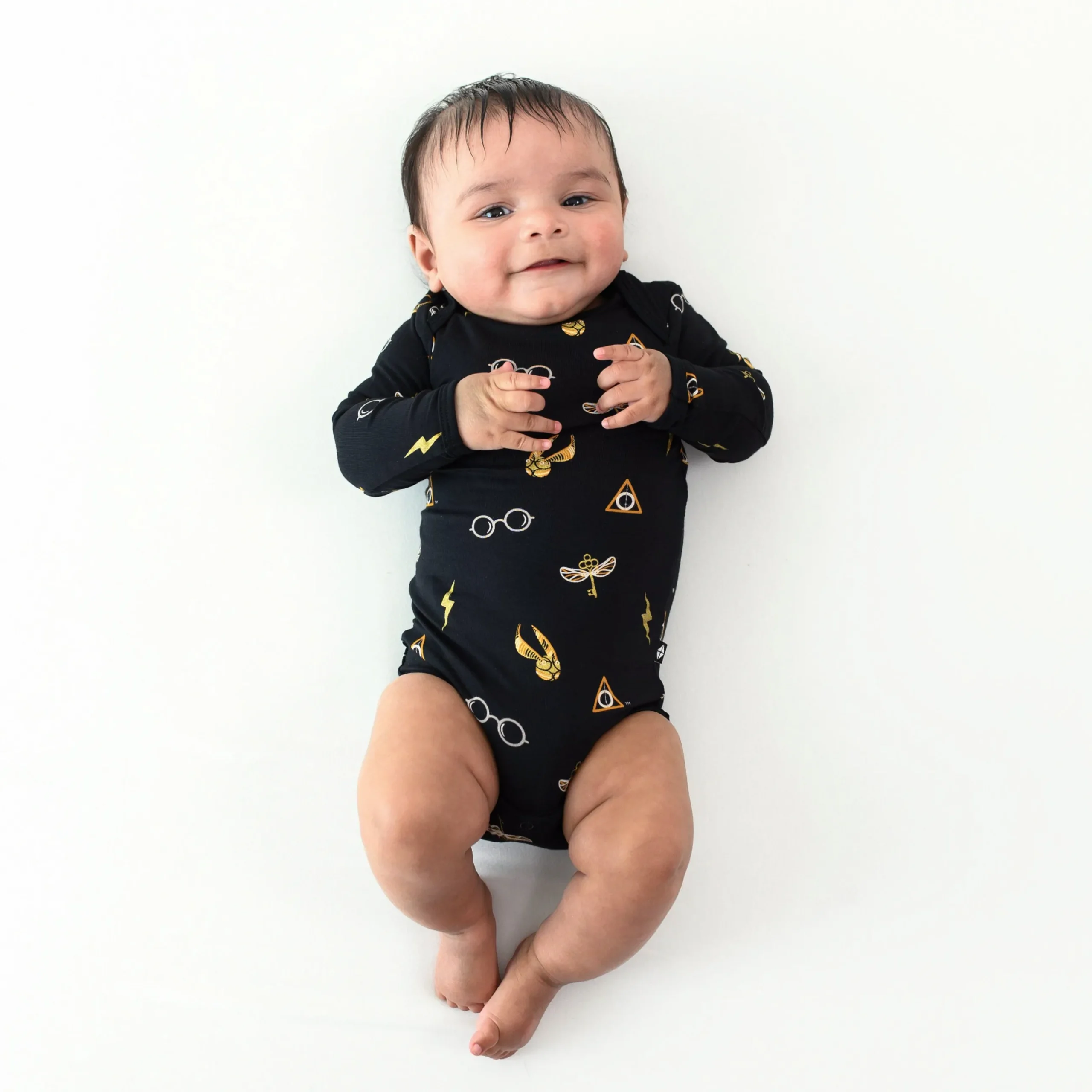 Outlet Kyte Baby Long Sleeve Bodysuit in Midnight Icon