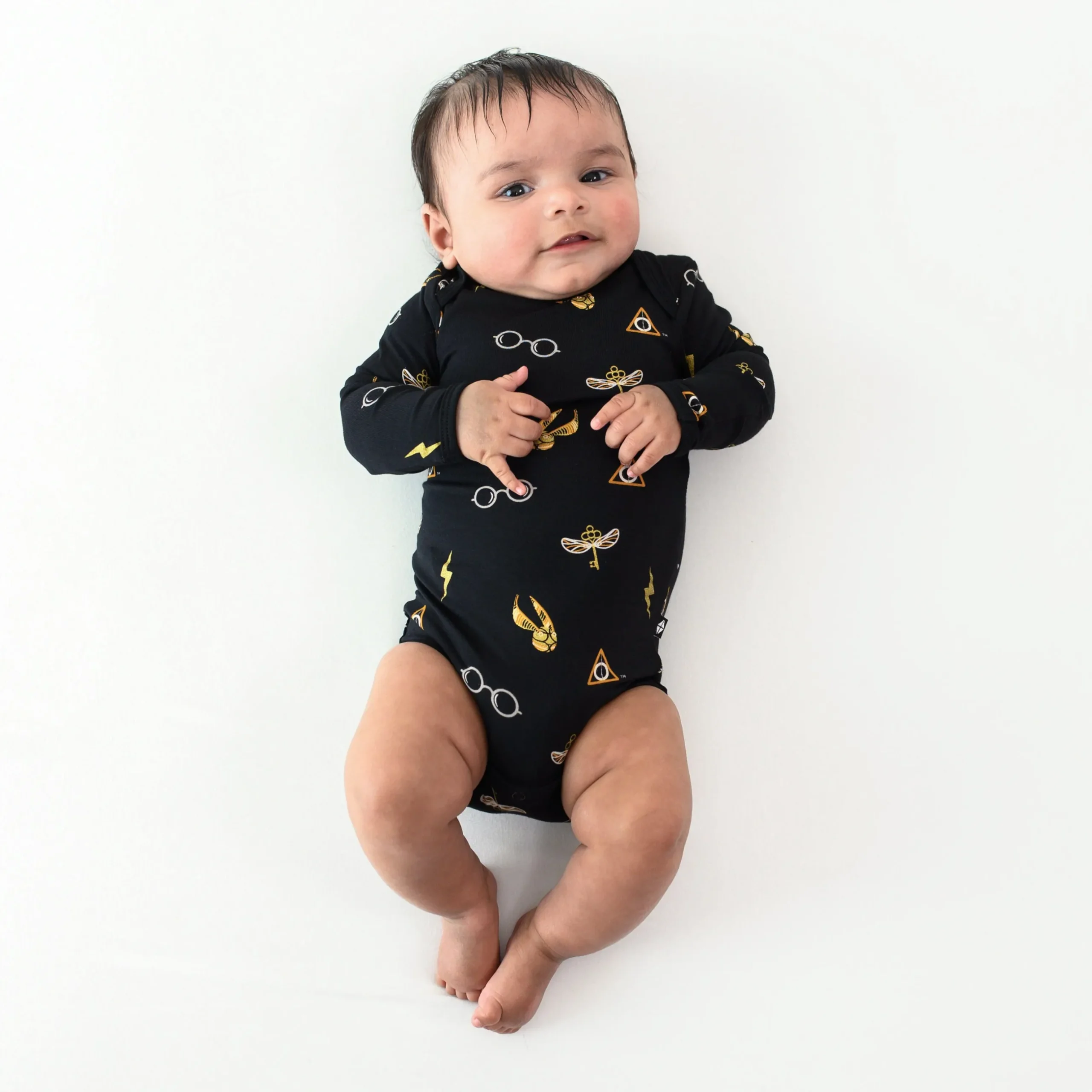 Outlet Kyte Baby Long Sleeve Bodysuit in Midnight Icon