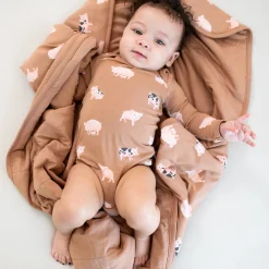 Outlet Kyte Baby Long Sleeve Bodysuit in Pig