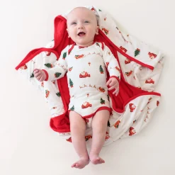 Hot Kyte Baby Long Sleeve Bodysuit in Santa Sleigh