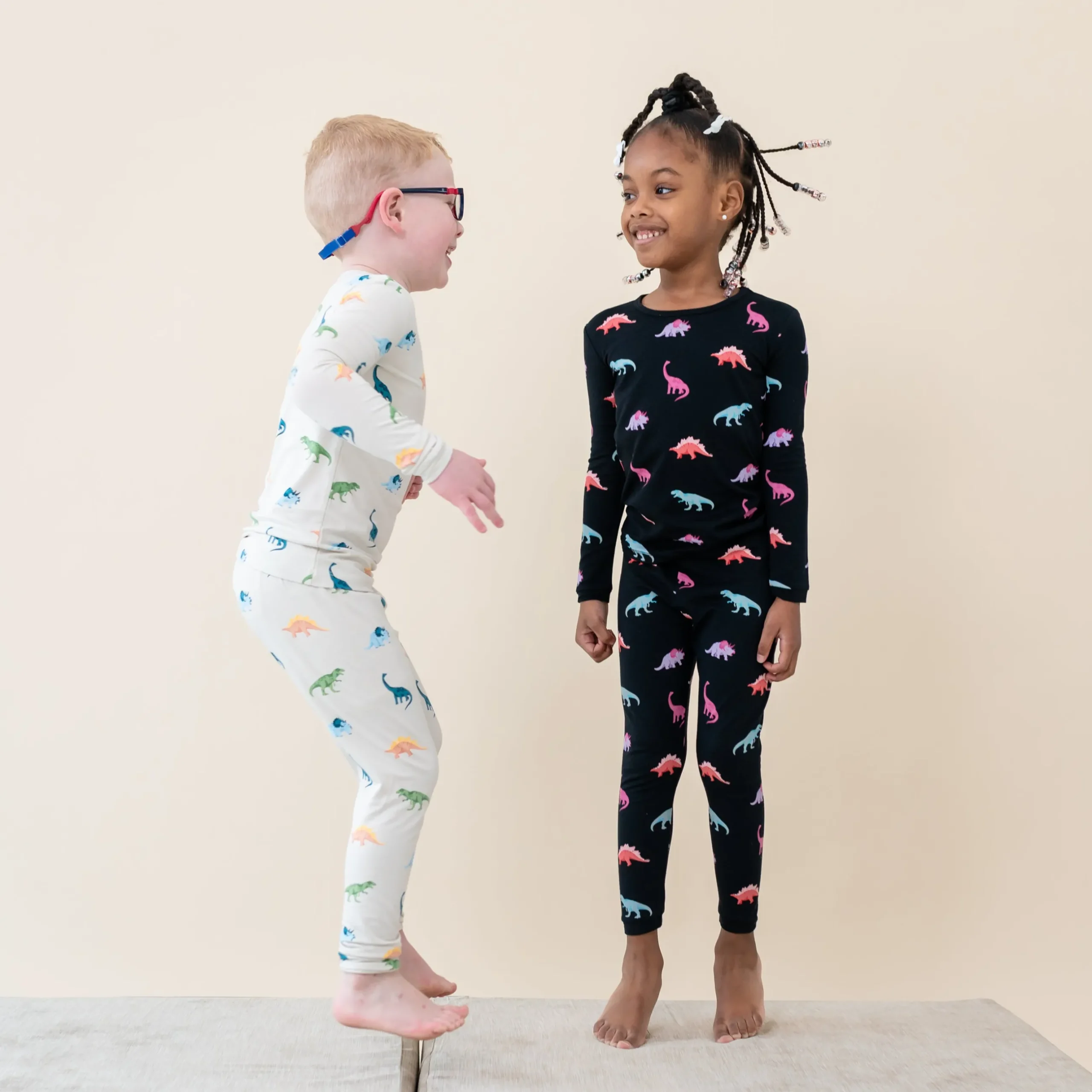 New Kyte Baby Long Sleeve Pajamas in Ecru Roar